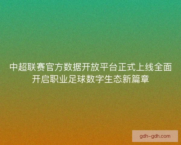 中超联赛官方数据开放平台正式上线全面开启职业足球数字生态新篇章